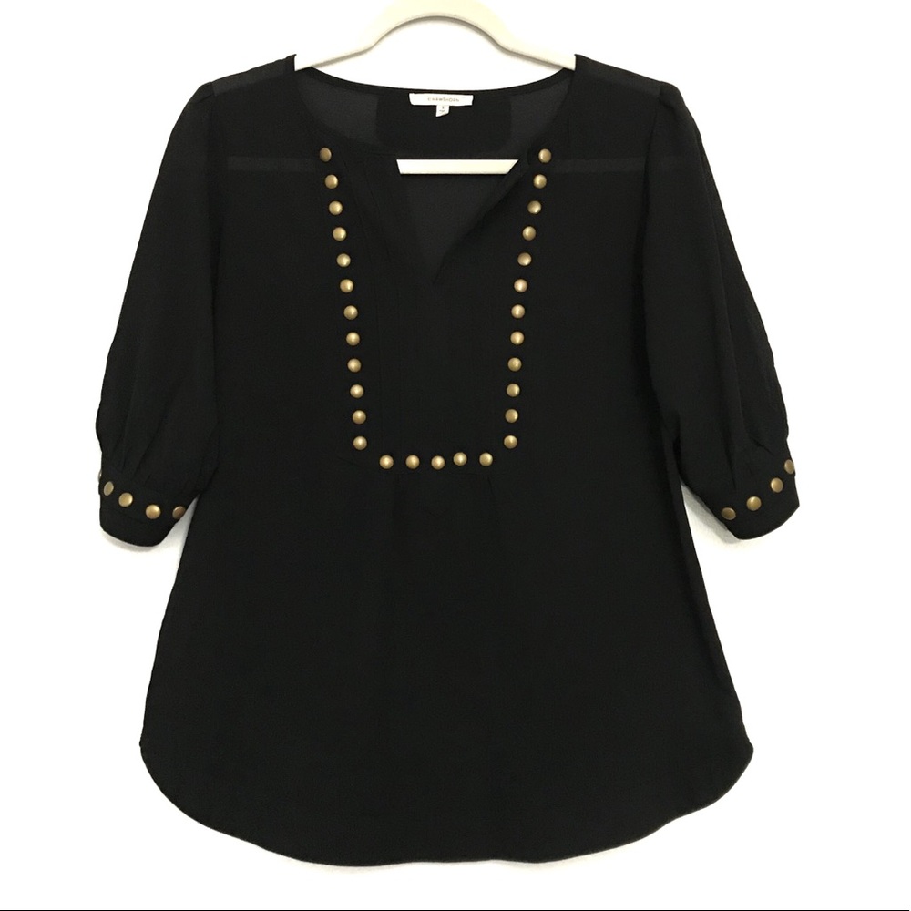 41 Hawthorn | Black Studded Blouse